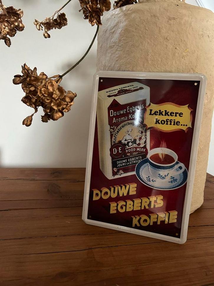 Vintage Douwe Egberts Emaille Reclamebord - Lekker Koffie, Antiek en Kunst, Antiek | Emaille, Ophalen of Verzenden