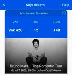 Bruno Mars 7 juli 2 zitplaatsen naast elkaar + parkeerticket, Juli