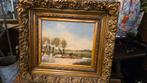 Antiek Hollands Landschap Schilderij met Gouden Lijst, Ophalen