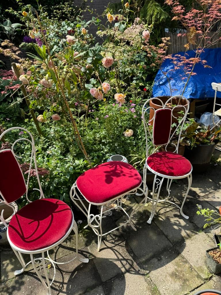 Bistrostoelen,Queen of Hearts,vintage ,terrass, Ophalen of Verzenden, Zo goed als nieuw, Overige materialen