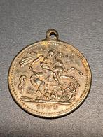 Antieke koperen medaillehanger, medaillon, Edward VII 1909, Postzegels en Munten, Ophalen of Verzenden, Buitenland