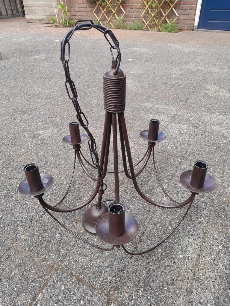 Kroonluchter bruin, Huis en Inrichting, Ophalen of Verzenden, Gebruikt, Metaal