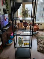 IKEA VITTSJÖ Glazen Kast - Zwart metaal, 5 planken, Met plank(en), Gebruikt, Modern, Industrieel, Glas