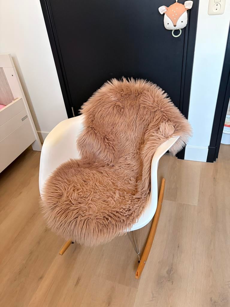 Schommelstoel wit kunststof met hout, Ophalen, Hout, Wit, Zo goed als nieuw