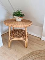 rotan bijzettafeltje, Huis en Inrichting, Minder dan 55 cm, Gebruikt, Rond, Hout