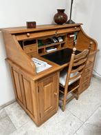Massief houten bureau met rolluik, Huis en Inrichting, Bureaus, Ophalen, Gebruikt, Bureau