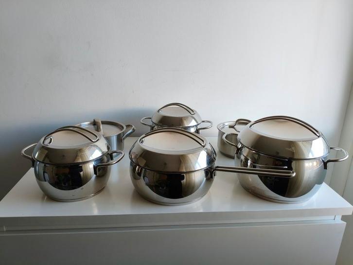 Fissler Pannenset - RVS - Zo goed als nieuw!, Huis en Inrichting, Keuken | Potten en Pannen, Zo goed als nieuw, Pannenset, Rvs