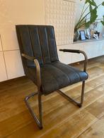 2x antraciet leer eetkamerstoel, Huis en Inrichting, Stoelen, Ophalen, Gebruikt, Twee, Leer