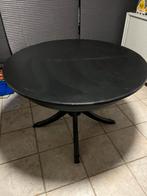 Eettafel rond (kleur zwart) met mogelijkheid tot ovaal blad, Huis en Inrichting, Tafels | Eettafels, Ophalen, Gebruikt, 100 tot 150 cm