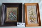 MINI SCHILDERIJTJES BLOEMEN * TWEE Stuks *, Antiek en Kunst, Kunst | Schilderijen | Klassiek, Verzenden