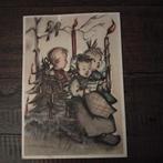 Oude hummel kerst kaart, zingende kinderen bij kerstboom, Ophalen of Verzenden, 1940 tot 1960, Ongelopen, Kinderen
