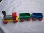 1x Houten TREIN Locomotief + 2 open Wagens div. kleuren Hout, Kinderen en Baby's, Speelgoed | Houten speelgoed, Gebruikt, Ophalen of Verzenden