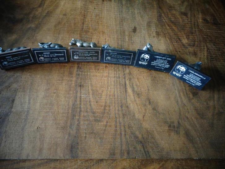 WNF verzilverd panda olifant Przewalski tijger gorilla ijsbe, Verzamelen, Beelden en Beeldjes, Zo goed als nieuw, Dier, Ophalen of Verzenden