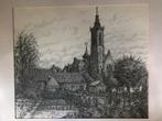 Pentekening Aardenburg kerk met omgeving 1990, Antiek en Kunst, Verzenden