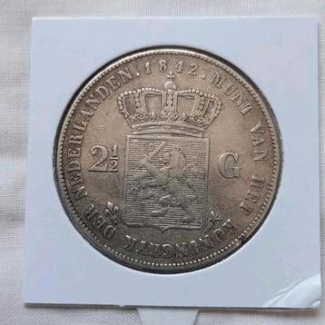 Schaarse Zilveren Rijksdaalder 1842 - Willem II - Fr/Zfr beschikbaar voor biedingen