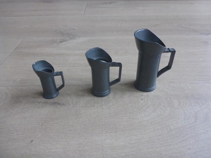 3 maatbekertjes tin., Antiek en Kunst, Antiek | Tin, Ophalen of Verzenden