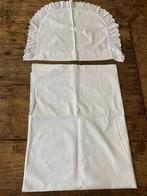 Brocante Frans baby laken  + sloop afgezet met kant/broderie, Ophalen of Verzenden