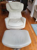 Leolux fauteuil met Hocker, Huis en Inrichting, Ophalen, 75 tot 100 cm, Leer, 50 tot 75 cm