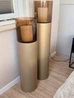 Gouden windlichten set, Ophalen of Verzenden, Zo goed als nieuw, Metaal, Kandelaar