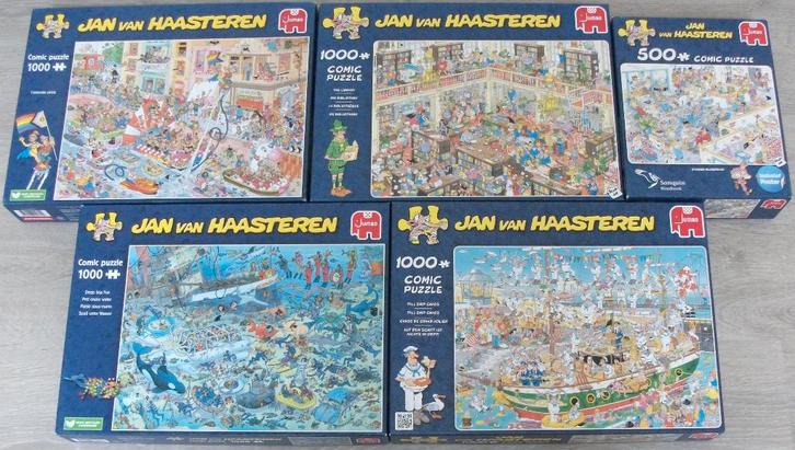 Diverse *** PUZZELS JAN VAN HAASTEREN *** 6 stuks, Hobby en Vrije tijd, Denksport en Puzzels, Zo goed als nieuw, Legpuzzel, 500 t/m 1500 stukjes
