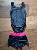 Turnpakje meisje maat 122, Zwart, Zo goed als nieuw, Turnpak(je), Kindermaat 122 t/m 140