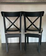 2 Zwart/Bruine Ikea Eetkamerstoelen, Huis en Inrichting, Stoelen, Ophalen, Gebruikt, Twee, Zwart