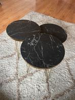 Set van 3 zwart gouden bijzettafels, Huis en Inrichting, Tafels | Bijzettafels, Ophalen, Minder dan 45 cm, Minder dan 55 cm, Metaal of Aluminium