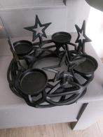 Metalen kandelaar met sterren, Huis en Inrichting, Gebruikt, Zwart, Ophalen of Verzenden, Metaal