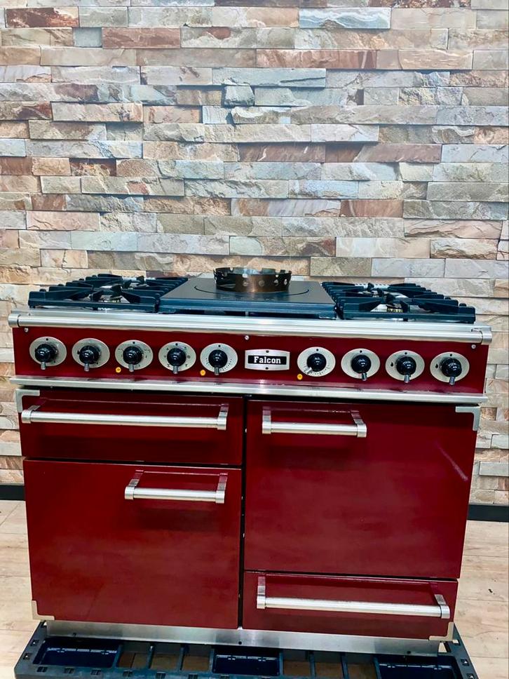 Luxe Falcon De Luxe 1092 cranberry 5 pits 3 ovens 110 cm, Witgoed en Apparatuur, Fornuizen, Zo goed als nieuw, Vrijstaand, Gas