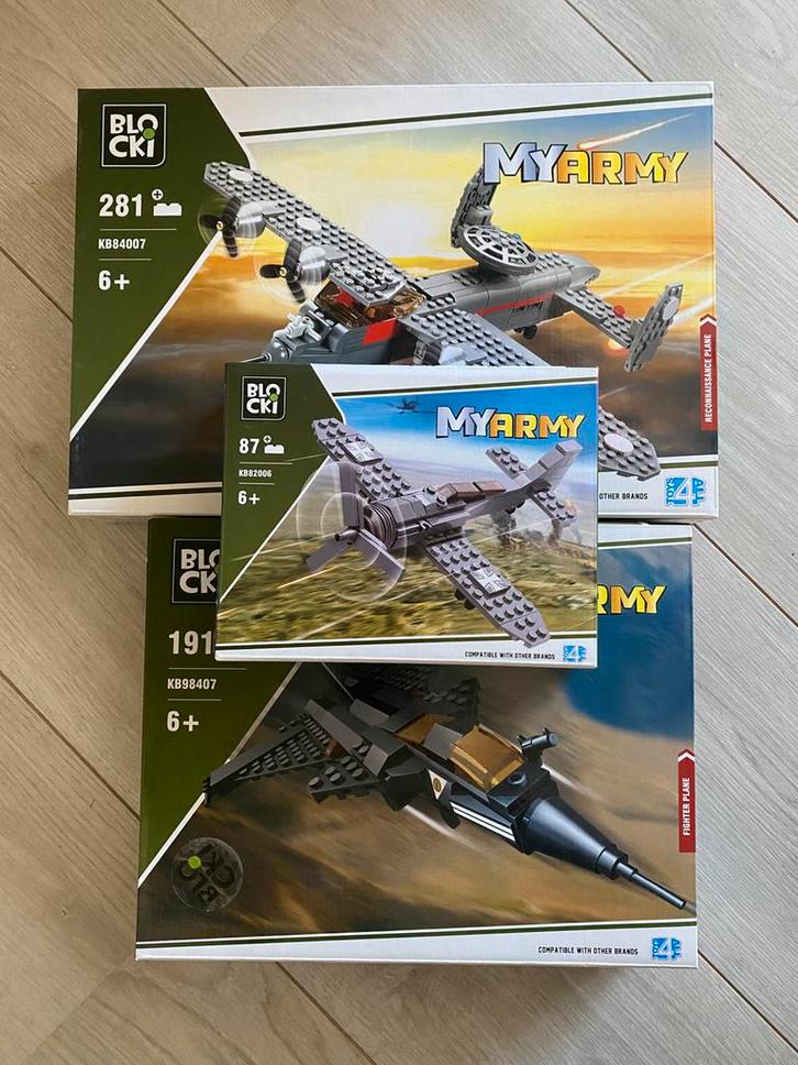 Drie super leuke militaire vliegtuigen van BloCki voor 6+, Kinderen en Baby's, Speelgoed | Bouwstenen, Zo goed als nieuw, Overige merken