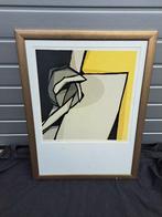 Fon klement Ingelijst geel genummerd en gesigneerd, Antiek en Kunst, Ophalen