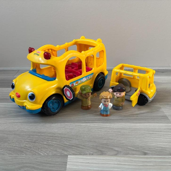 Little People - grote en kleine schoolbus & 3 figuren, Kinderen en Baby's, Speelgoed | Fisher-Price, Gebruikt, Auto of Voertuig