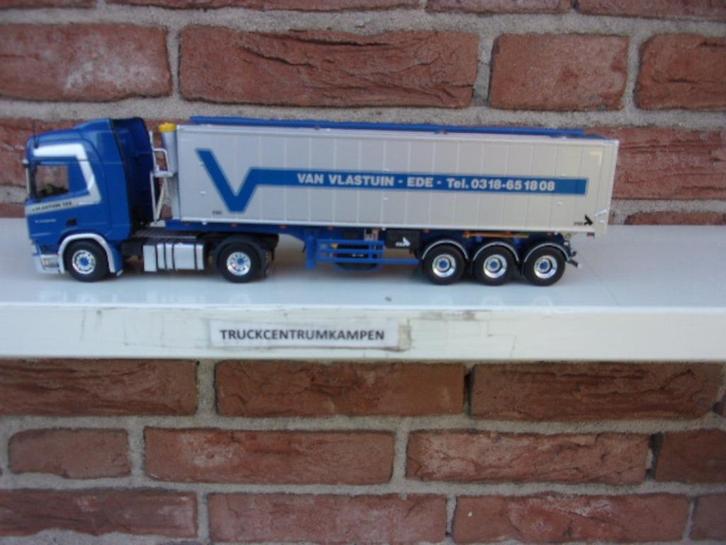 Tekno  Scania  met  kipoplegger  van  van  Vlastuin., Hobby en Vrije tijd, Modelauto's | 1:50, Nieuw, Bus of Vrachtwagen, Tekno