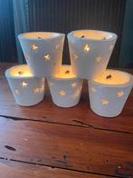 5 prachtige witte stevige kaarsenstandaardjes, Ophalen of Verzenden, Zo goed als nieuw, Overige materialen, Minder dan 25 cm