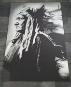 glasschilderij Indian Chief Sitting Bull 80 cm x 120 cm, Ophalen of Verzenden