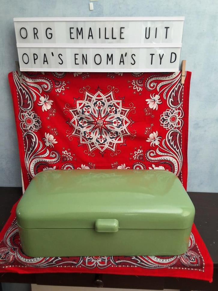 PRACHTIGE ORIGINELE EMAILLE BROODTROMMEL 4 FOTO'S, Antiek en Kunst, Antiek | Emaille, Ophalen of Verzenden