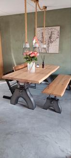 Eettafel met bank en stoelen van de Bommel, Huis en Inrichting, Tafels | Eettafels, Overige houtsoorten, 100 tot 150 cm, 200 cm of meer