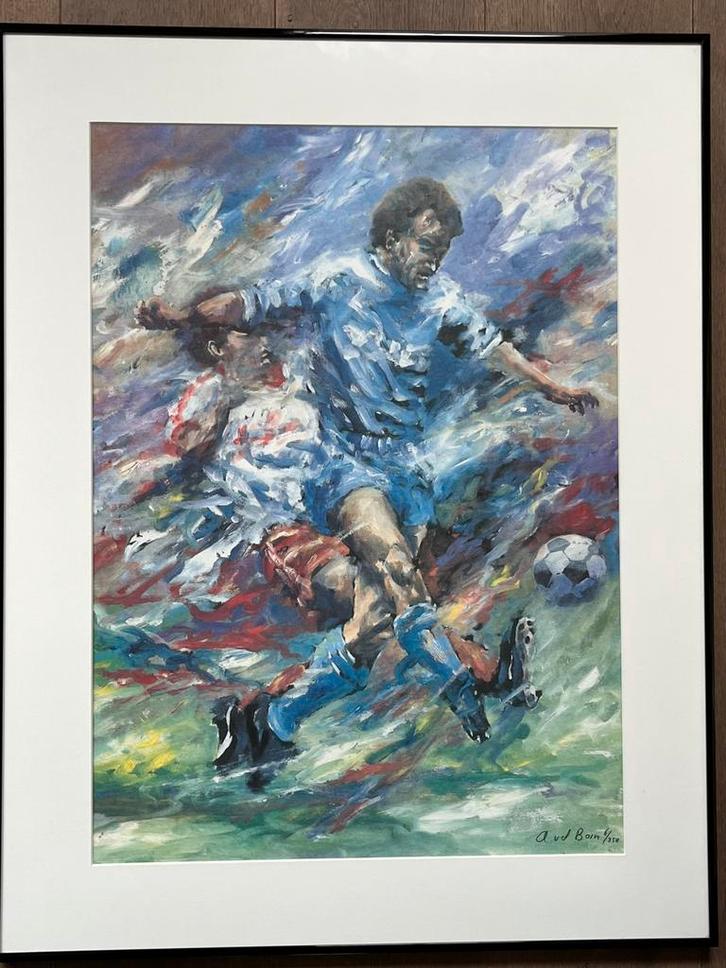litho voetbal van Angelique van den Born, Antiek en Kunst, Kunst | Litho's en Zeefdrukken, Ophalen