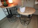 2x bijzettafel met opbergruimte, Huis en Inrichting, Tafels | Bijzettafels, Minder dan 55 cm, Rond, Zo goed als nieuw, Ophalen