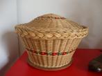 Brocante rieten naaimandje, mandje met deksel., Ophalen of Verzenden