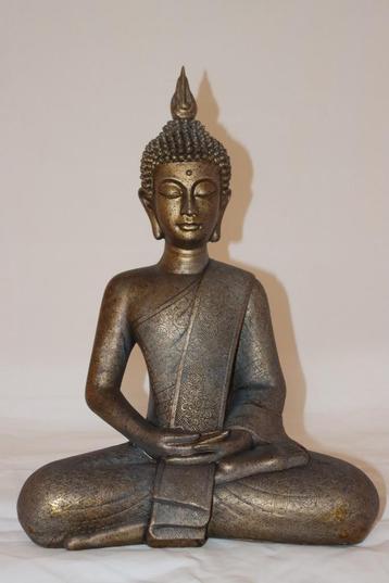 Zittend Thai Boeddha Polystone brons kleur(NIEUW)VERZEND OOK beschikbaar voor biedingen
