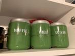 Vintage groene voorraadblikken, Ophalen of Verzenden, Gebruikt