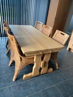 Eiken tafel met stoelen, Huis en Inrichting, Tafels | Eettafels, Gebruikt, Eikenhout, Landelijk, 150 tot 200 cm