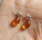 925 zilveren oorstekers/oorknopjes met Barnsteen(Amber), Sieraden, Tassen en Uiterlijk, Oorbellen, O.T., Hangers, Nieuw, Oranje