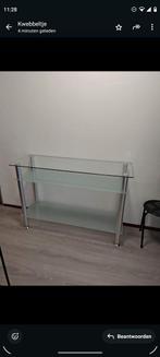 Glazen sidetable met metalen poten, Ophalen, Minder dan 50 cm, Zo goed als nieuw, Glas