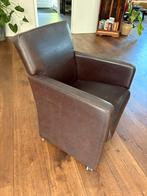 Eetkamerstoelen op wieltjes, Huis en Inrichting, Fauteuils, Ophalen, Gebruikt, Minder dan 75 cm, Leer