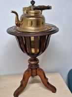 Antieke Koperen Theeketel met Houten Onderstel, Antiek en Kunst, Antiek | Koper en Brons, Ophalen, Koper