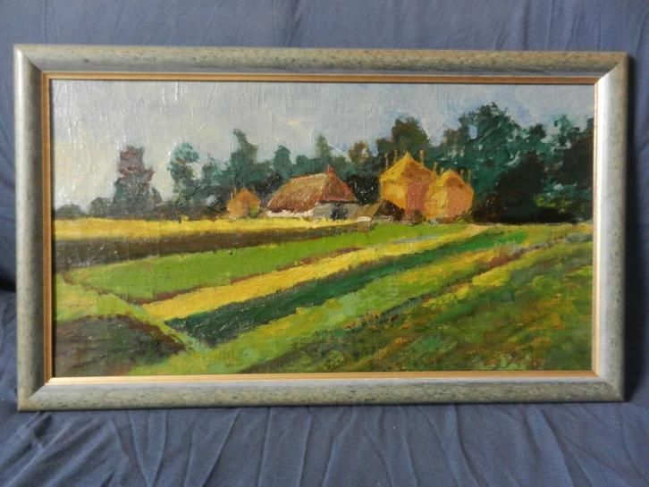 Olieverf op doek Bollenvelden P. van den Bergh (1865-1950), Antiek en Kunst, Kunst | Schilderijen | Klassiek, Ophalen of Verzenden