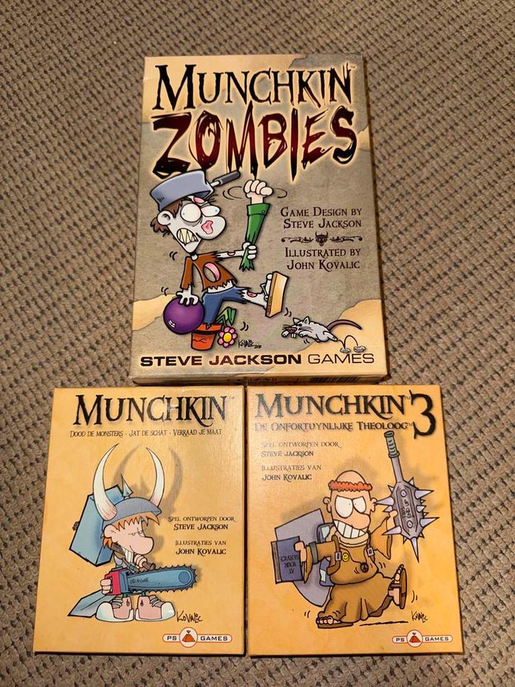 Munchkin Bordspellen - 3 Versies!, Hobby en Vrije tijd, Gezelschapsspellen | Bordspellen, Zo goed als nieuw, Drie of vier spelers