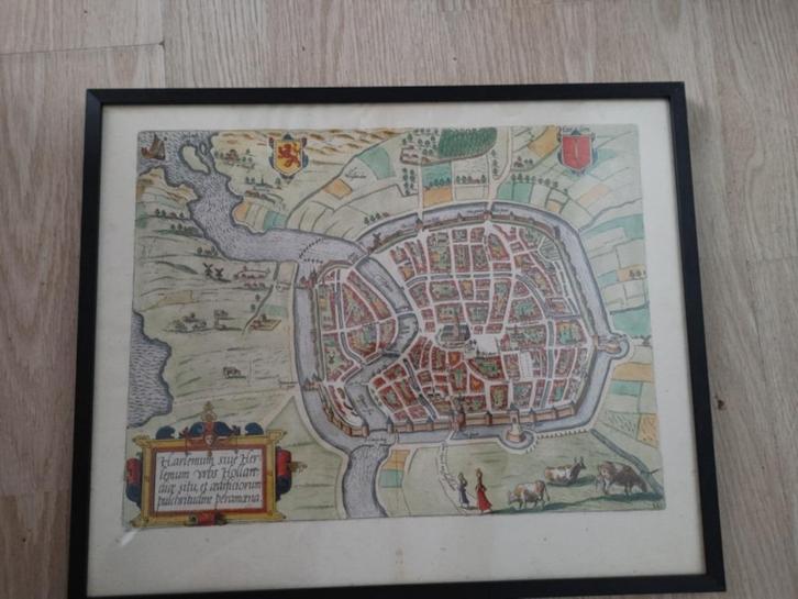 Haarlem; Lodovico Guicciardini Harlemum Kopergravure 1612, Boeken, Atlassen en Landkaarten, Gelezen, Landkaart, Nederland, Voor 1800
